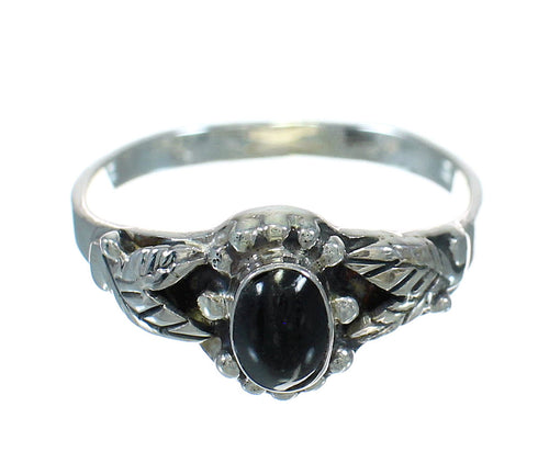 Sterling Silver And Jet Southwestern Ring Size 7 YX92364