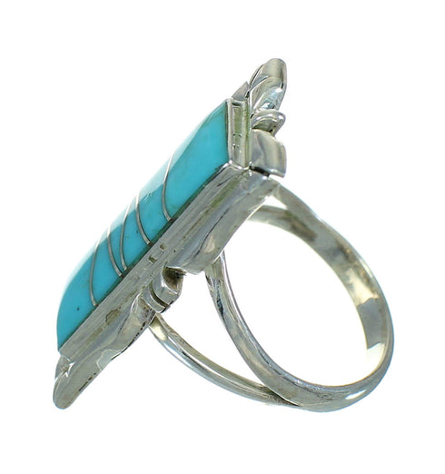 Turquoise Inlay Silver Ring Size 6-1/4 AX92033