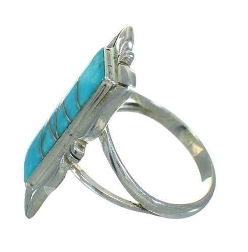 Southwestern Turquoise Sterling Silver Ring Size 6-1/2 AX92043