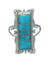 Sterling Silver Southwestern Turquoise Inlay Ring Size 8-1/4 AX92052