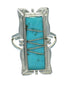 Silver Southwest Turquoise Inlay Ring Size 5-3/4 AX92055