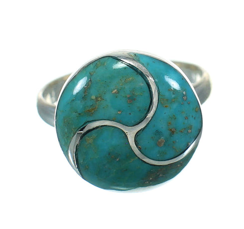 Silver Southwestern Turquoise Ring Size 8-1/4 AX92136
