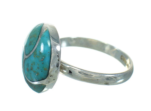 Authentic Sterling Silver Southwestern Turquoise Ring Size 7-3/4 AX92133
