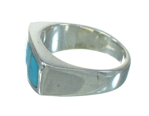 Turquoise Inlay Sterling Silver Ring Size 6-1/2 AX92173