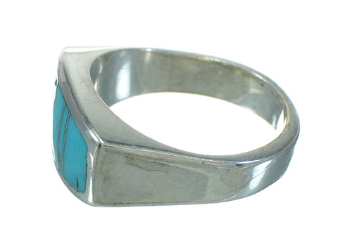 Turquoise Inlay Genuine Sterling Silver Southwestern Ring Size 5-1/2 AX92177