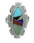 Authentic Sterling Silver Multicolor Inlay Ring Size 5-1/4 RX86770