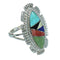 Authentic Sterling Silver Multicolor Inlay Ring Size 8-1/4 RX86805