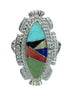 Authentic Sterling Silver Multicolor Inlay Ring Size 8-1/4 RX86805