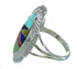 Authentic Sterling Silver Multicolor Inlay Ring Size 8-1/4 RX86805