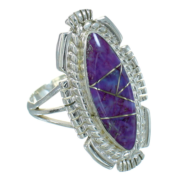 Sterling Silver Magenta Turquoise Inlay Ring Size 6-3/4 RX86836