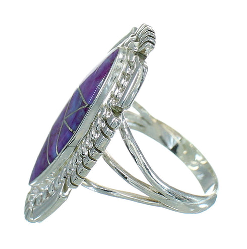 Magenta Turquoise Sterling Silver Jewelry Ring Size 7-3/4 RX86840