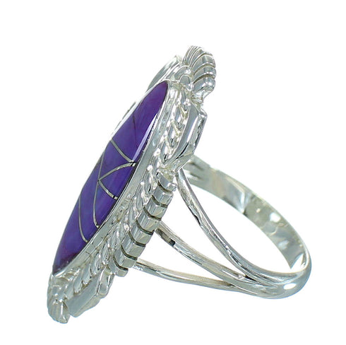 Sterling Silver And Magenta Turquoise Inlay Ring Size 7-1/4 RX86851