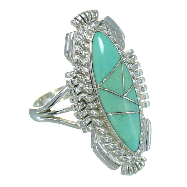 Authentic Sterling Silver Turquoise Inlay Ring Size 7 RX87043