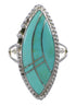 Southwestern Authentic Sterling Silver Jewelry Turquoise Inlay Ring Size 7-1/4 AX88004
