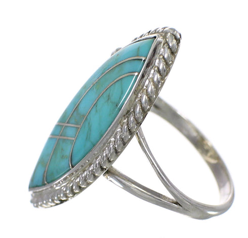 Southwest Sterling Silver Jewelry Turquoise Ring Size 6-1/4 AX88007