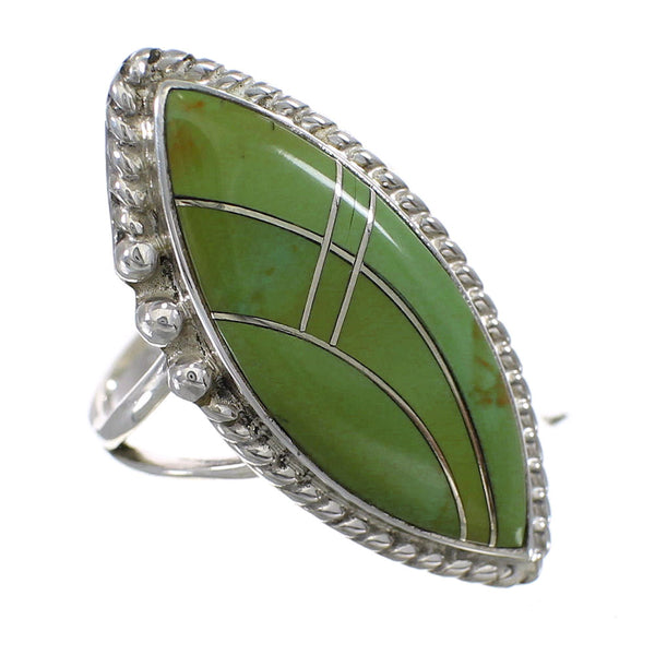 Turquoise Inlay Sterling Silver Southwestern Ring Size 4-3/4 AX88613