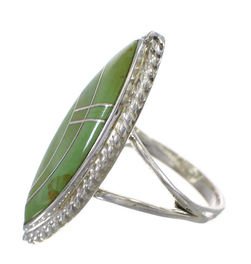 Turquoise Inlay Sterling Silver Southwestern Ring Size 4-3/4 AX88613