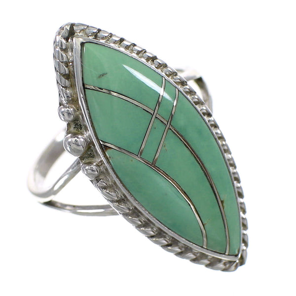 Turquoise Inlay Sterling Silver Southwest Ring Size 4-3/4 AX88615
