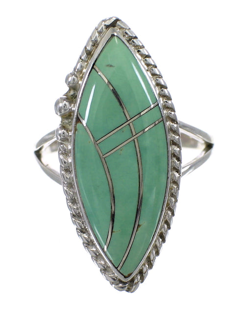 Turquoise Inlay Sterling Silver Southwest Ring Size 4-3/4 AX88615