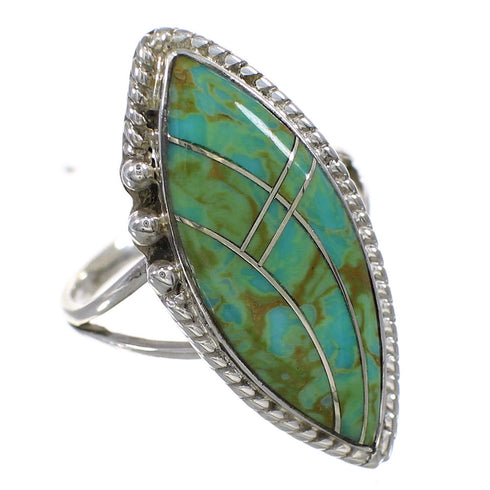 Southwestern Silver Jewelry Turquoise Inlay Ring Size 5-1/2 AX88636