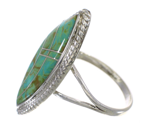 Southwestern Silver Jewelry Turquoise Inlay Ring Size 5-1/2 AX88636