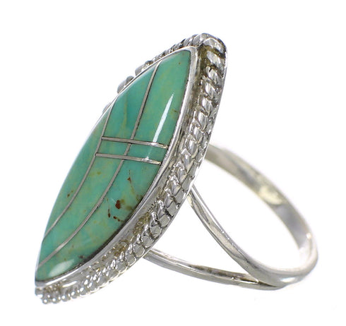 Silver Turquoise Inlay Southwest Ring Size 6-1/2 AX88646