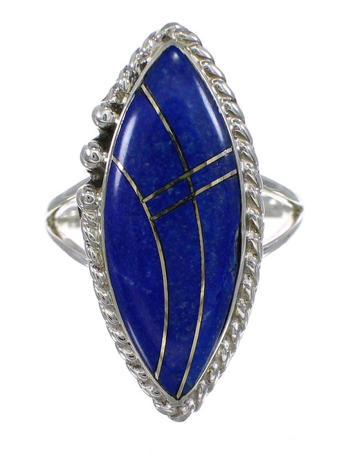 Lapis And Authentic Sterling Silver Southwestern Ring Size 7-3/4 YX87876