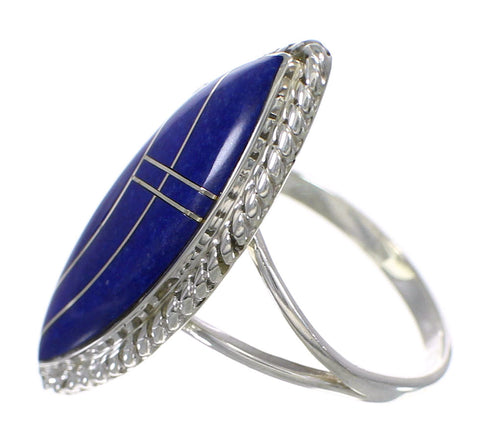 Genuine Sterling Silver Lapis Southwestern Ring Size 5-3/4 YX87888