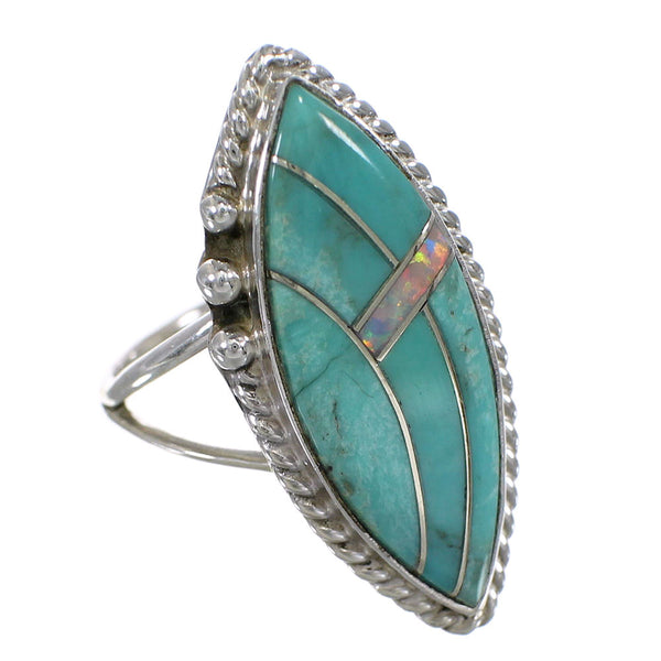 Turquoise Opal And Silver Southwest Ring Size 6-3/4 YX87905