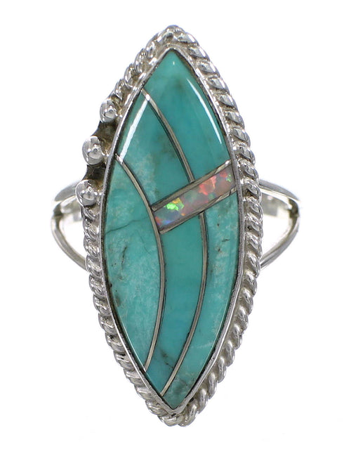 Turquoise Opal And Silver Southwest Ring Size 6-3/4 YX87905