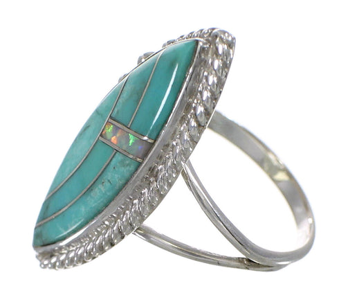 Turquoise Opal And Silver Southwest Ring Size 6-3/4 YX87905