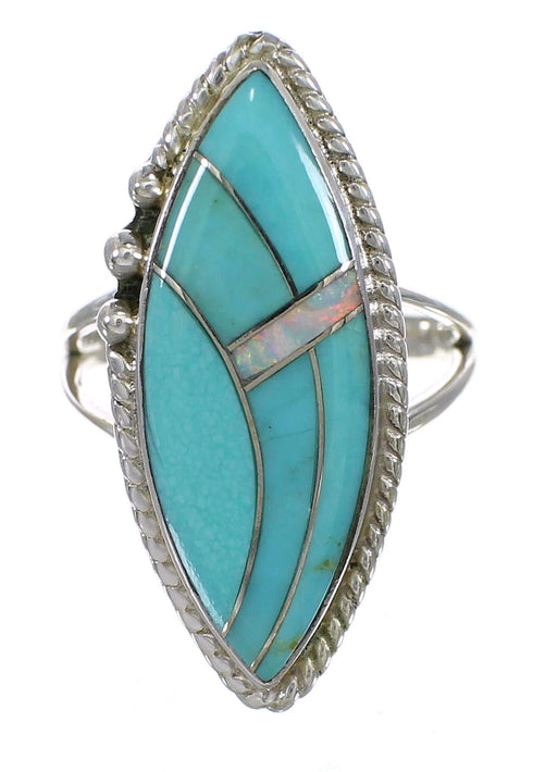 Silver Turquoise Opal Southwest Ring Size 5-1/2 YX87914