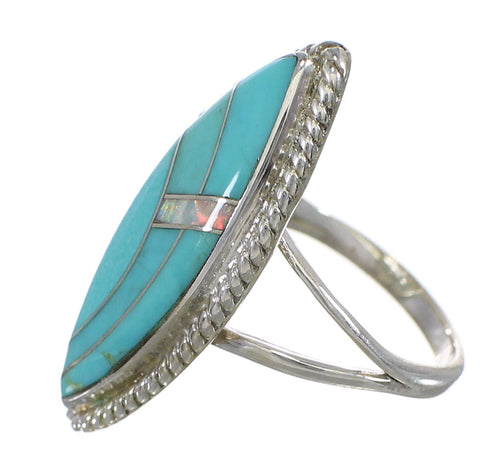 Silver Turquoise Opal Southwest Ring Size 5-1/2 YX87914