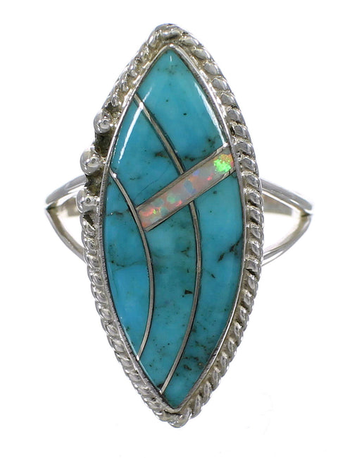 Sterling Silver Turquoise Opal Southwestern Ring Size 4-1/2 YX87917
