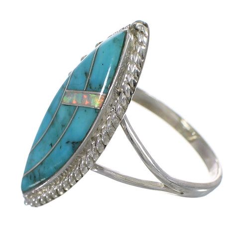 Sterling Silver Turquoise Opal Southwestern Ring Size 4-1/2 YX87917