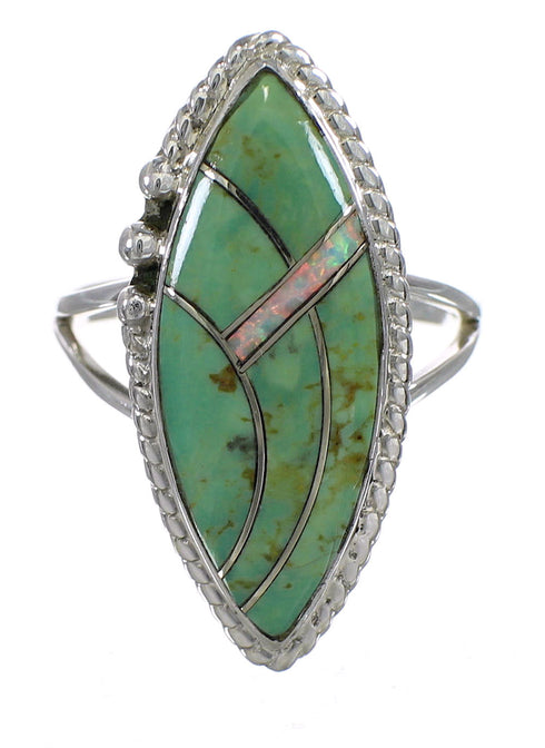 Authentic Sterling Silver Opal Turquoise Southwest Ring Size 8 YX87936