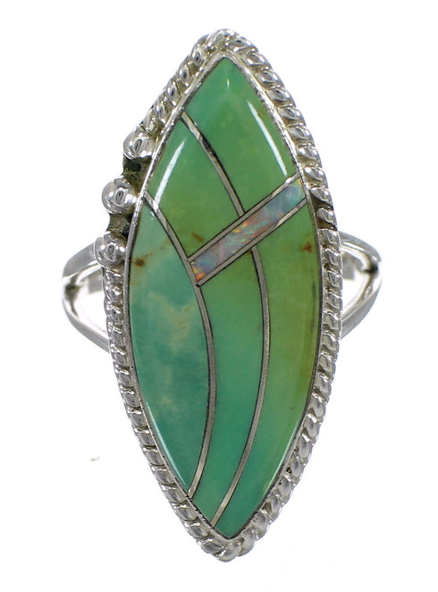 Authentic Sterling Silver Opal Turquoise Southwestern Ring Size 5-1/2 YX88818