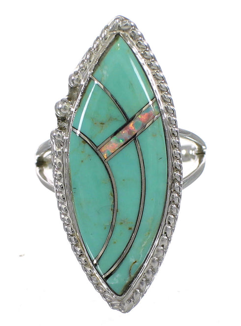 Genuine Sterling Silver Opal And Turquoise Southwest Ring Size 5 YX88823