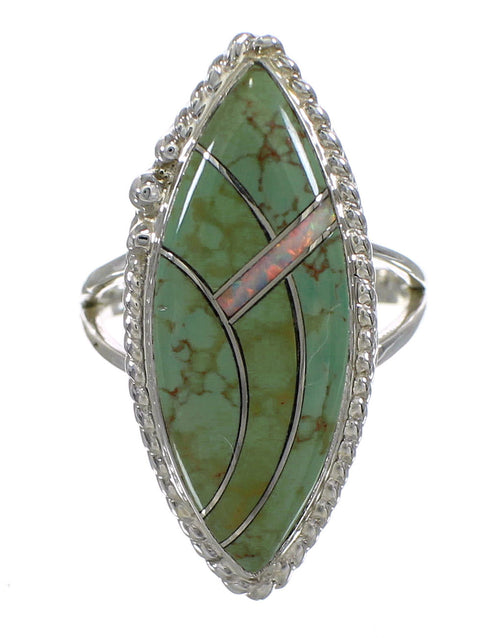 Authentic Sterling Silver Opal And Turquoise Southwestern Ring Size 5-3/4 YX88827