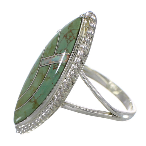Authentic Sterling Silver Opal And Turquoise Southwestern Ring Size 5-3/4 YX88827