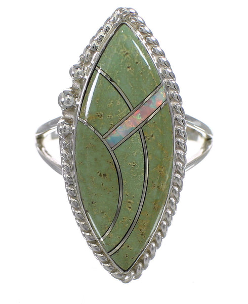 Southwest Turquoise Opal Sterling Silver Ring Size 6-1/2 YX88830