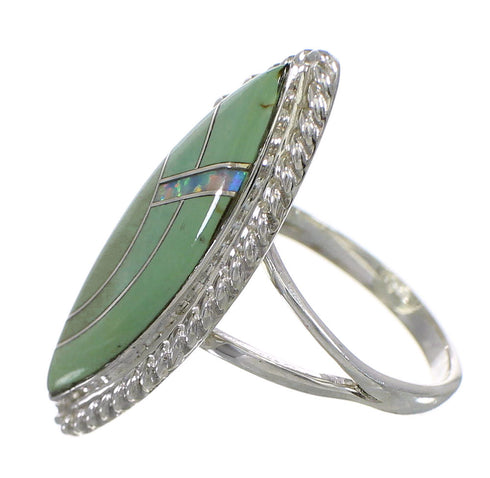 Southwestern Turquoise Opal And Authentic Sterling Silver Ring Size 7-1/2 YX88843