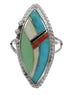 Silver Multicolor Inlay Southwest Jewelry Ring Size 4-3/4 AX87868