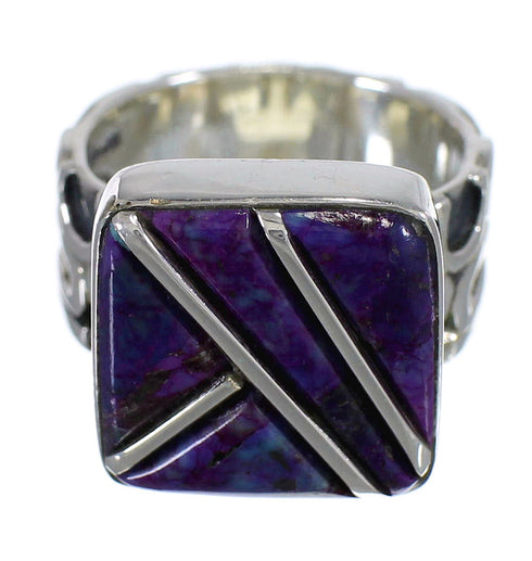 Magenta Turquoise Inlay Southwest Silver Ring Size 7 AX88667