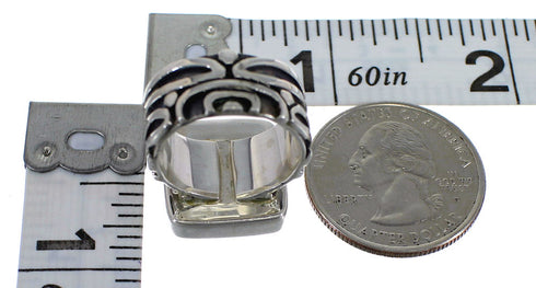 Magenta Turquoise Inlay Silver Southwestern Ring Size 6-3/4 AX88664