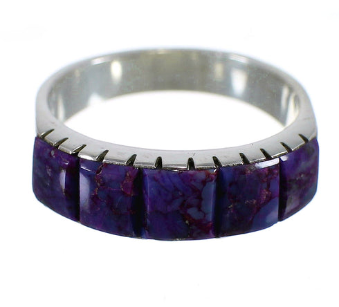 Genuine Sterling Silver Southwest Magenta Turquoise Inlay Ring Size 5-1/4 AX88677