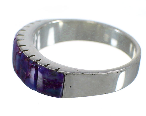 Genuine Sterling Silver Southwest Magenta Turquoise Inlay Ring Size 5-1/4 AX88677
