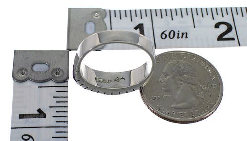 Genuine Sterling Silver Southwestern Magenta Turquoise Inlay Ring Size 5-1/2 AX88679