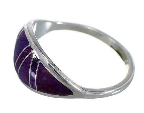 Silver Southwestern Magenta Turquoise Inlay Ring Size 7-1/4 AX88718