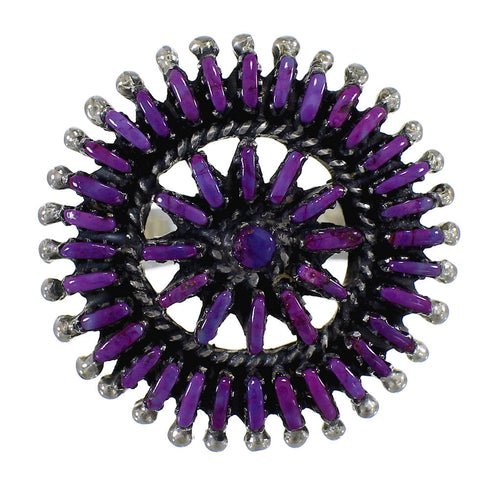 Magenta Turquoise Needlepoint Siver Ring Size 6-1/2 AX88724